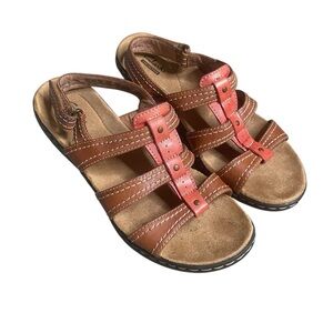 Clarks Collections Women's Leisa Daisy Flat Sandals Leather Slingback 8M